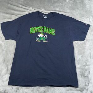 Notre Dame Fighting Irish Shirt Mens XL Blue Champion Short Sleeve Football NCAA